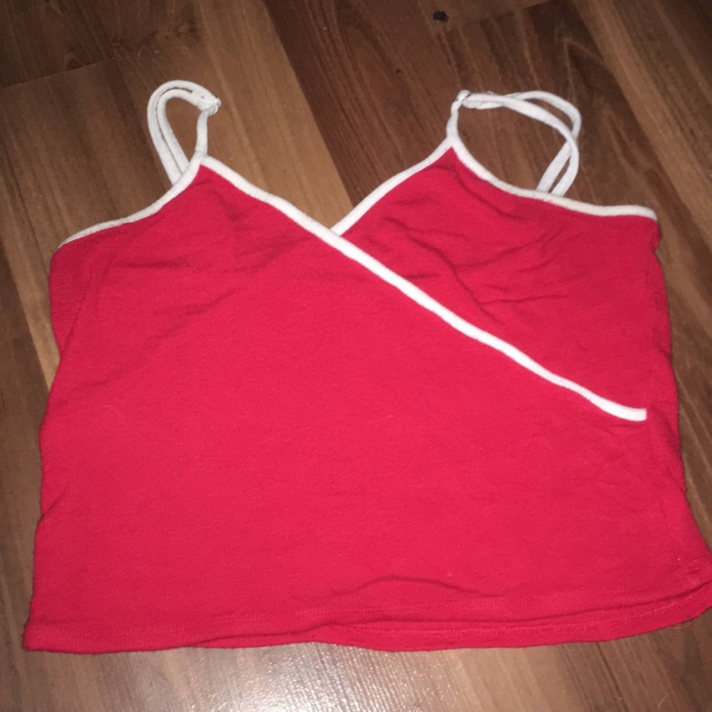 Garage, Red cropped tank top.